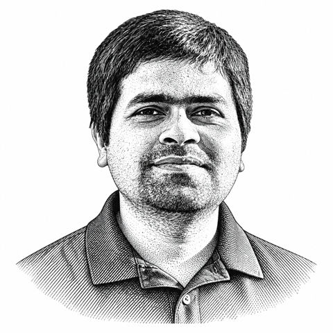 Illustrated portrait of Asif Razzaq